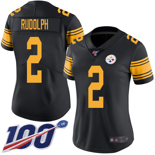 Women Pittsburgh Steelers Football 2 Limited Black Mason Rudolph 100th Season Rush Vapor Untouchable Nike NFL Jersey